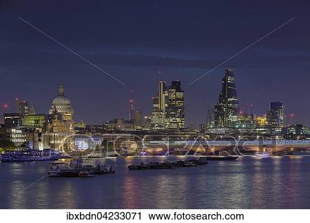 London skyline and the River Thames at night, London, England, United Kingdom, Europe View Large Photo Image Stock Image - London skyline and the River Thames at night, London, England, United Kingdom, Europe. Fotosearch