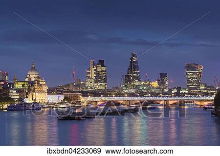 London skyline and the River Thames at night, London, England, United Kingdom, Europe View Large Photo Image Stock Photo - London skyline and the River Thames at night, London, England, United Kingdom, Europe. Fotosearch