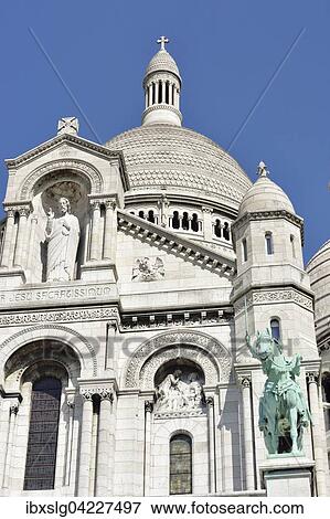 Main portal, Basilica of the Sacred Heart of Paris, Sacre-Coeur, with bronze equestrian statue Jeanne d`Arc, Paris, Ile de France, France, Europe View Large Photo Image Stock Photo - Main portal, Basilica of the Sacred Heart of Paris, Sacre-Coeur, with bronze equestrian statue Jeanne d`Arc, Paris, Ile de France, France, Europe. Fotosearch