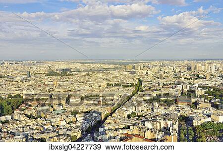 Stock Photo - Northeast of city, seen from Tour de Montparnasse observation deck, Paris, Ile de France, France, Europe. Fotosearch