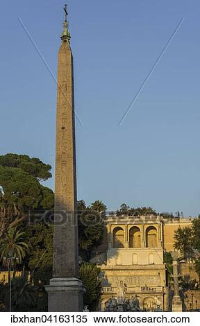 Obelisk in Piazza del Popolo, Rome, Lazio, Italy, Europe View Large Photo Image Stock Photography - Obelisk in Piazza del Popolo, Rome, Lazio, Italy, Europe. Fotosearch