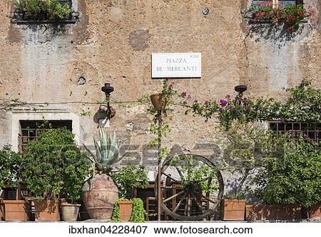 Stock Photo - Old house on the Piazza de Mercanti, Trastevere, Rome, Lazio, Italy, Europe. Fotosearch