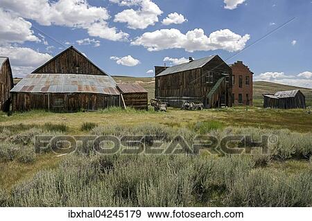 Old wooden houses, ghost town, old gold mining town, Bodie State Historic Park, Bodie, California, USA, North America View Large Photo Image Stock Photo - Old wooden houses, ghost town, old gold mining town, Bodie State Historic Park, Bodie, California, USA, North America. Fotosearch