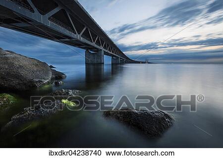 Oresund Bridge, Oresundsbroen, world's longest cable-stayed bridge connecting Copenhagen with Malmo, Denmark, Sweden, Europe View Large Photo Image Stock Image - Oresund Bridge, Oresundsbroen, world's longest cable-stayed bridge connecting Copenhagen with Malmo, Denmark, Sweden, Europe. Fotosearch