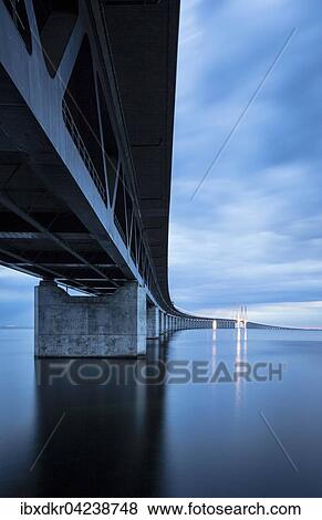 Oresund Bridge, Oresundsbroen, world's longest cable-stayed bridge connecting Copenhagen with Malmo, Denmark, Sweden, Europe View Large Photo Image Stock Photo - Oresund Bridge, Oresundsbroen, world's longest cable-stayed bridge connecting Copenhagen with Malmo, Denmark, Sweden, Europe. Fotosearch