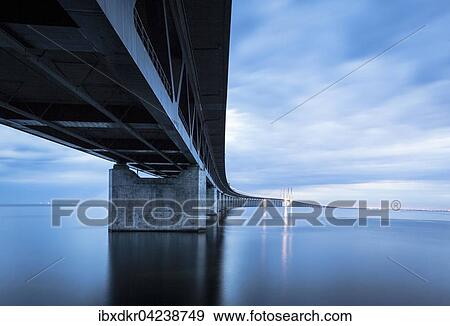 Oresund Bridge, Oresundsbroen, world's longest cable-stayed bridge connecting Copenhagen with Malmo, Denmark, Sweden, Europe View Large Photo Image Stock Photo - Oresund Bridge, Oresundsbroen, world's longest cable-stayed bridge connecting Copenhagen with Malmo, Denmark, Sweden, Europe. Fotosearch
