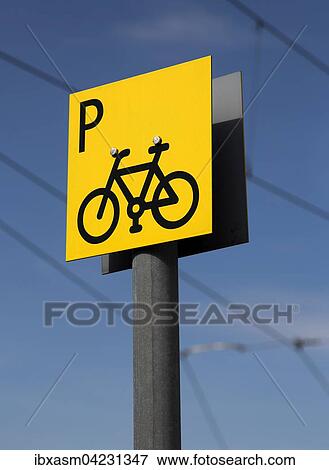 Parking sign for bicycles, Ahrensfelde, Berlin, Germany, Europe View Large Photo Image Stock Photo - Parking sign for bicycles, Ahrensfelde, Berlin, Germany, Europe. Fotosearch