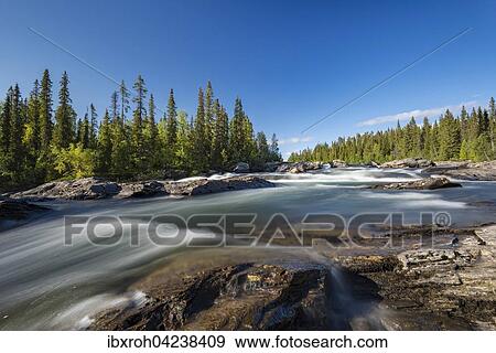 Stock Photo - Rapids of Gamajahka, rivers, Kvikkjokk, Laponia, Norrbotten, Lapland, Sweden, Europe. Fotosearch