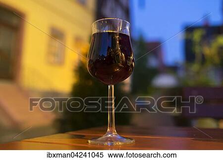 Stock Photography - Red wine in glass, Klingenberg am Main, Mainviereck, Lower Franconia, Franconia, Bavaria, Germany, Europe. Fotosearch