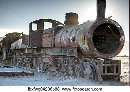 Rusted locomotive, Cementerio de Trenes train cemetery, Uyuni Municipality, Department of Potosi, Altiplano, Vysocina Region, Bolivia, South America View Large Photo Image Stock Photo - Rusted locomotive, Cementerio de Trenes train cemetery, Uyuni Municipality, Department of Potosi, Altiplano, Vysocina Region, Bolivia, South America. Fotosearch