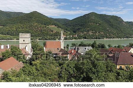 Schwallenbach at Spitz an der Donau, with defence tower and church of St. Sigismund, Wachau, Waldviertel, Lower Austria, Austria, Europe View Large Photo Image Stock Photography - Schwallenbach at Spitz an der Donau, with defence tower and church of St. Sigismund, Wachau, Waldviertel, Lower Austria, Austria, Europe. Fotosearch