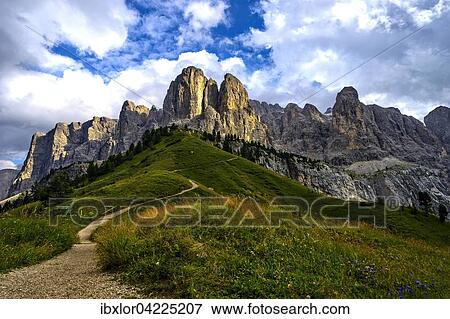 Sella Group, seen from Gardena Pass, Dolomites, Italy, Europe View Large Photo Image Stock Photo - Sella Group, seen from Gardena Pass, Dolomites, Italy, Europe. Fotosearch