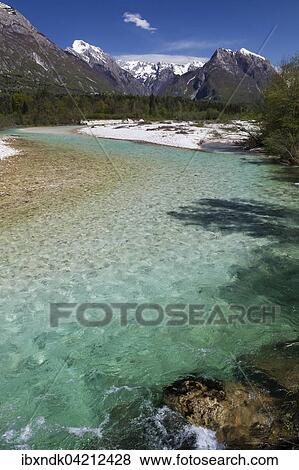 Soca or Isonzo, mountain river with crystal clear, turquoise waters, Bovec, Kanin massif, Julian Alps, Slovenia, Europe View Large Photo Image Stock Photo - Soca or Isonzo, mountain river with crystal clear, turquoise waters, Bovec, Kanin massif, Julian Alps, Slovenia, Europe. Fotosearch