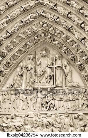 Stone sculptures on main entrance, depicting the Last Judgement, Notre Dame Paris, Ile de France, France, Europe View Large Photo Image Picture - Stone sculptures on main entrance, depicting the Last Judgement, Notre Dame Paris, Ile de France, France, Europe. Fotosearch