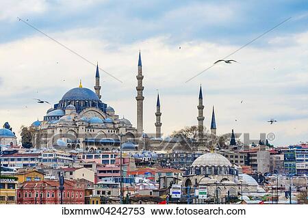Stock Image - Suleymaniye Mosque, Golden Horn, Istanbul, Turkey, Asia. Fotosearch