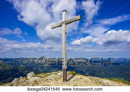 Summit cross, Walser Hammerspitze, 2170m, Allgau Alps, Austria, Bavaria, Germany, Europe View Large Photo Image Stock Photography - Summit cross, Walser Hammerspitze, 2170m, Allgau Alps, Austria, Bavaria, Germany, Europe. Fotosearch