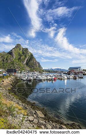 Svolvaer harbor, Austvagoy island, Lofoten, Nordland, Norway, Europe View Large Photo Image Stock Photography - Svolvaer harbor, Austvagoy island, Lofoten, Nordland, Norway, Europe. Fotosearch