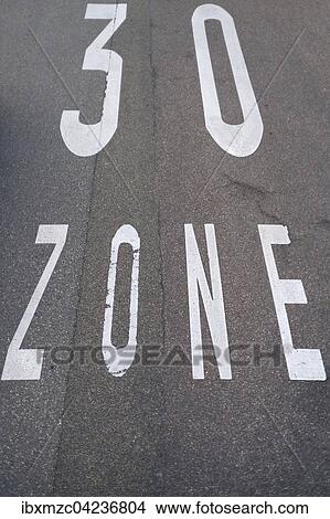 Thirty zone painted on the road, Germany, Europe View Large Photo Image Picture - Thirty zone painted on the road, Germany, Europe. Fotosearch