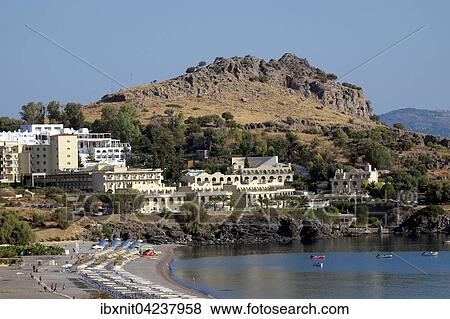 Tourist resorts in Vlicha Bay, Rhodes, Dodecanese, Greece, Europe View Large Photo Image Stock Photo - Tourist resorts in Vlicha Bay, Rhodes, Dodecanese, Greece, Europe. Fotosearch