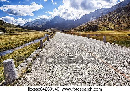 Stock Image - Tremola, Gotthard pass road, Canton of Uri, Switzerland, Europe. Fotosearch