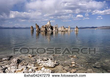 Stock Photo - Tuff rock formation, Mono Lake, Mono Lake Tufa State Natural Reserve, California, USA, North America. Fotosearch