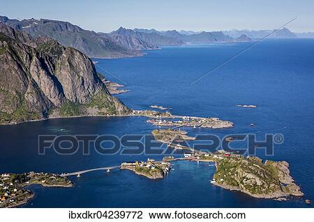 View from Reinebringen, Reinebriggen, 442m, view towards Hamnoy and Reinefjord with mountains, Moskenes, Moskenesoy, Lofoten, Norway, Europe View Large Photo Image Stock Image - View from Reinebringen, Reinebriggen, 442m, view towards Hamnoy and Reinefjord with mountains, Moskenes, Moskenesoy, Lofoten, Norway, Europe. Fotosearch