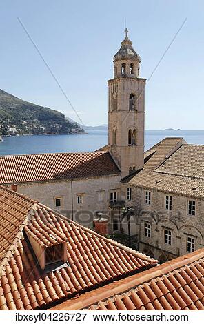 Stock Photo - View from the city wall over the rooftops of the historic centre, Dubrovnik, Croatia, Europe. Fotosearch