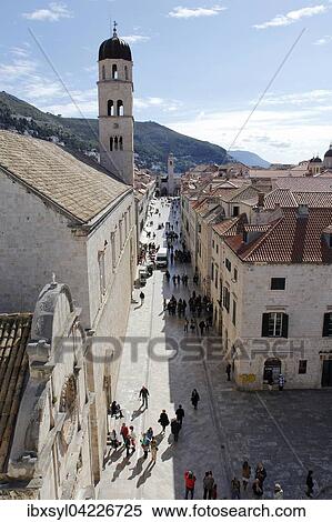 View from the city wall to the main street Stradun or Placa, historic centre, Dubrovnik, Croatia, Europe View Large Photo Image Stock Photography - View from the city wall to the main street Stradun or Placa, historic centre, Dubrovnik, Croatia, Europe. Fotosearch