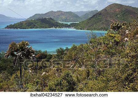 View from the lookout point Zimbawe to the north side of the island of Praslin, Praslin Island, Seychelles, Africa View Large Photo Image Stock Photo - View from the lookout point Zimbawe to the north side of the island of Praslin, Praslin Island, Seychelles, Africa. Fotosearch