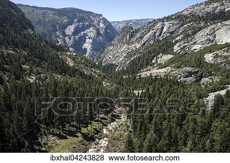 Stock Photo - View from the Nevada Fall to the Merced River, Yosemite National Park, USA, North America. Fotosearch