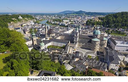 Stock Image - View of historic centre of Salzburg, Salzburg, Austria, Europe. Fotosearch