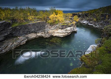 Vortices in Abisko canyon, Abiskojokk river, Abiskojokk, Abisko National Park, Norrbotten, Lapland, Sweden, Europe View Large Photo Image Picture - Vortices in Abisko canyon, Abiskojokk river, Abiskojokk, Abisko National Park, Norrbotten, Lapland, Sweden, Europe. Fotosearch
