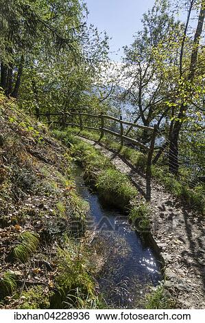 Waalweg path Kuens, Caines, South Tyrol, Trentino-Alto Adige, Italy, Europe View Large Photo Image Stock Photograph - Waalweg path Kuens, Caines, South Tyrol, Trentino-Alto Adige, Italy, Europe. Fotosearch