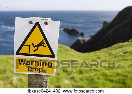 Warning Drop sign, Sumburgh, Shetland Islands, United Kingdom, Europe View Large Photo Image Stock Image - Warning Drop sign, Sumburgh, Shetland Islands, United Kingdom, Europe. Fotosearch