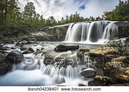 Waterfall in Stora Sjofallet National Park, Norrbotten, Lapland, Sweden, Europe View Large Photo Image Stock Photo - Waterfall in Stora Sjofallet National Park, Norrbotten, Lapland, Sweden, Europe. Fotosearch