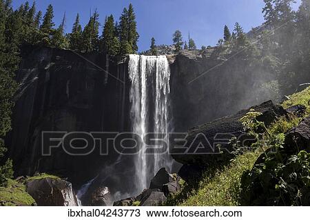 Waterfall, Vernal Fall, Yosemite Valley, Yosemite National Park, USA, North America View Large Photo Image Stock Image - Waterfall, Vernal Fall, Yosemite Valley, Yosemite National Park, USA, North America. Fotosearch