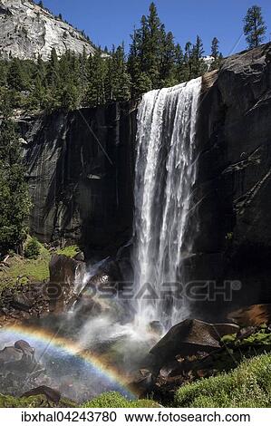 Waterfall with rainbow, Vernal case, Yosemite Valley, Yosemite National Park, USA, North America View Large Photo Image Stock Image - Waterfall with rainbow, Vernal case, Yosemite Valley, Yosemite National Park, USA, North America. Fotosearch