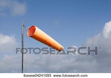 Stock Image - Wind sockin wind, Fair Isle, Shetland Islands, Scotland, Great Britain. Fotosearch