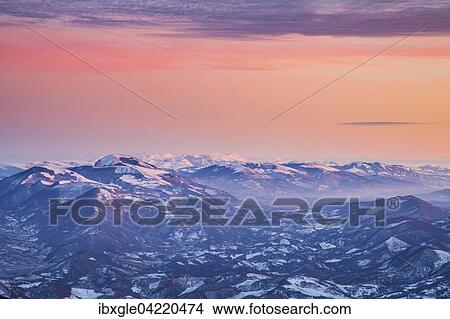 Winter sunset on Mount Nerone, Monte Nerone in the Apennines, Marche, Italy, Europe View Large Photo Image Picture - Winter sunset on Mount Nerone, Monte Nerone in the Apennines, Marche, Italy, Europe. Fotosearch