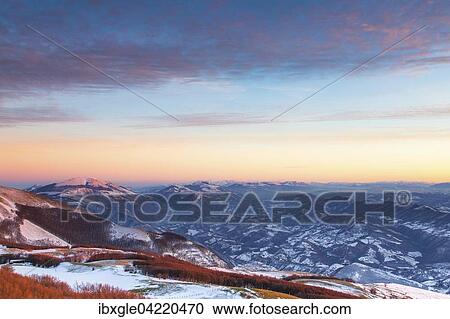 Winter sunset on Mount Nerone, Monte Nerone in the Apennines, Marche, Italy, Europe View Large Photo Image Stock Image - Winter sunset on Mount Nerone, Monte Nerone in the Apennines, Marche, Italy, Europe. Fotosearch