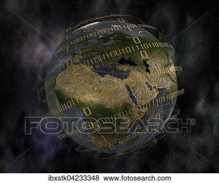 World globe and binary code View Large Photo Image Stock Photo - World globe and binary code. Fotosearch