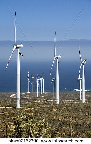 18-MW wind energy plant, built by Endesa in December 2009 in the no man's land between the Pan-American Highway and the Pacific Ocean, Los Vilos, Chile, South America View Large Photo Image Stock Image - 18-MW wind energy plant, built by Endesa in December 2009 in the no man's land between the Pan-American Highway and the Pacific Ocean, Los Vilos, Chile, South America. Fotosearch