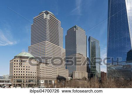 Stock Photograph - 225 Liberty Street, 200 Vesey Street and 200 West Street buildings, World Financial Center, New York City, USA, North America. Fotosearch