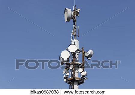 Stock Image - 5G mobile mast, transmission mast for mobile broadband, North Rhine-Westphalia, Germany, Europe. Fotosearch
