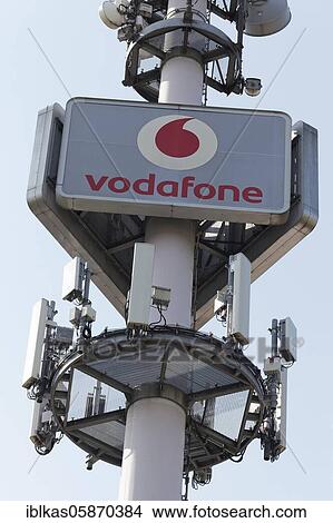 Picture - 5G mobile phone mast from Vodafone, mobile broadband mast, Ratingen, North Rhine-Westphalia, Germany, Europe. Fotosearch