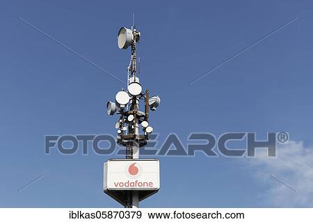 Stock Photo - 5G mobile phone mast from Vodafone, mobile broadband mast, Ratingen, North Rhine-Westphalia, Germany, Europe. Fotosearch