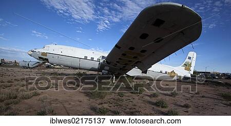 Stock Photo - A military aircraft salvage yard next to Davis-Monthan Air Force Base, Tucson, Arizona, USA, North America. Fotosearch