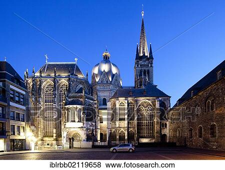 Stock Photo - Aachen Cathedral, Imperial Cathedral, UNESCO World Heritage Site, Aachen, North Rhine-Westphalia, Germany, Europe, PublicGround, Europe. Fotosearch