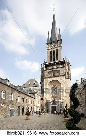 Stock Photograph - Aachen Cathedral, Imperial Cathedral, UNESCO World Heritage Site, Aachen, North Rhine-Westphalia, Germany, Europe, PublicGround, Europe. Fotosearch