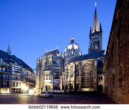 Stock Photograph - Aachen Cathedral, Imperial Cathedral, UNESCO World Heritage Site, Aachen, North Rhine-Westphalia, Germany, Europe, PublicGround, Europe. Fotosearch